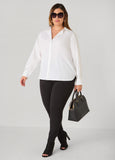 Cotton Blend Poplin Hi Low Shirt