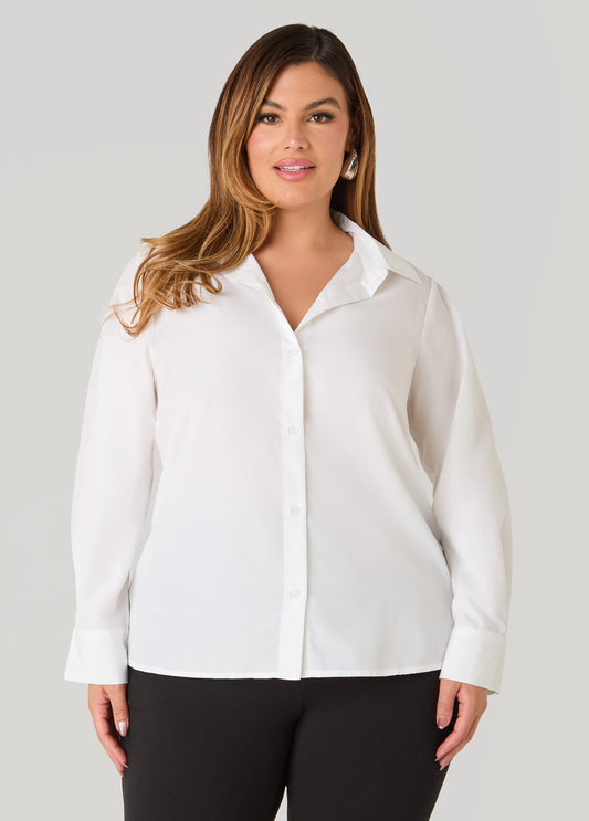 Cotton Blend Poplin Hi Low Shirt