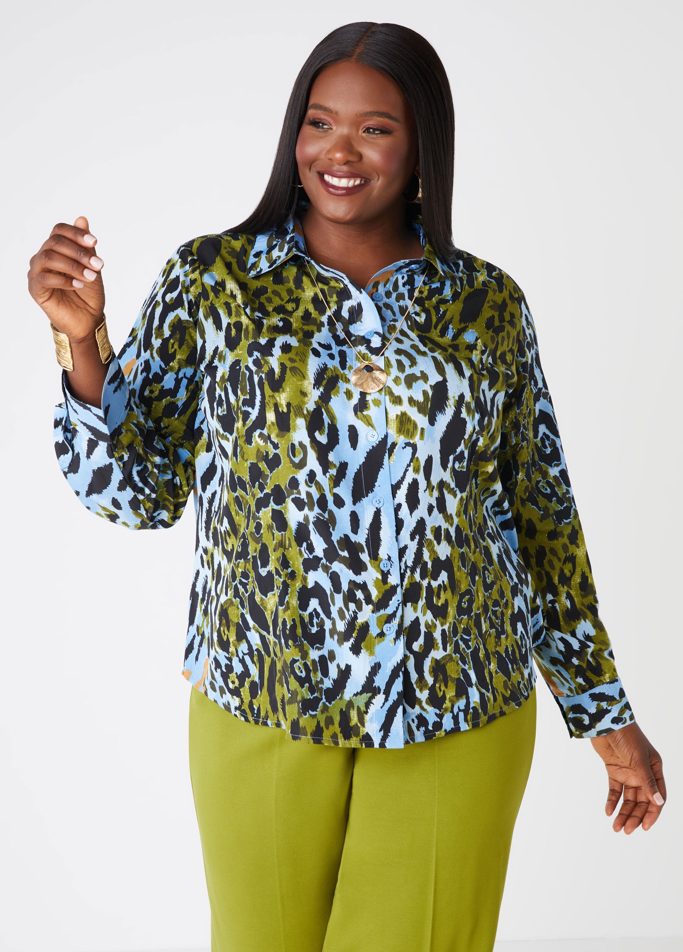 Plus Size animal basic shirt top trendy fashion plus size top