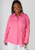 Plus Size Collared Cotton Blend Shirt