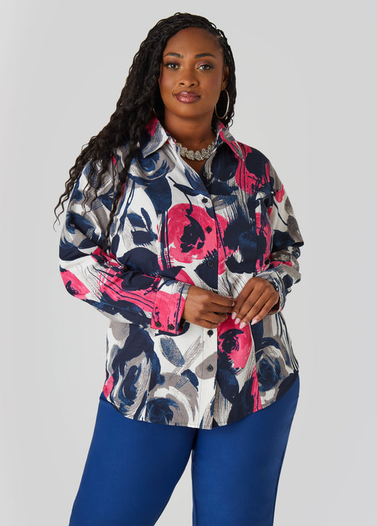 Plus Size Floral Print Shirt