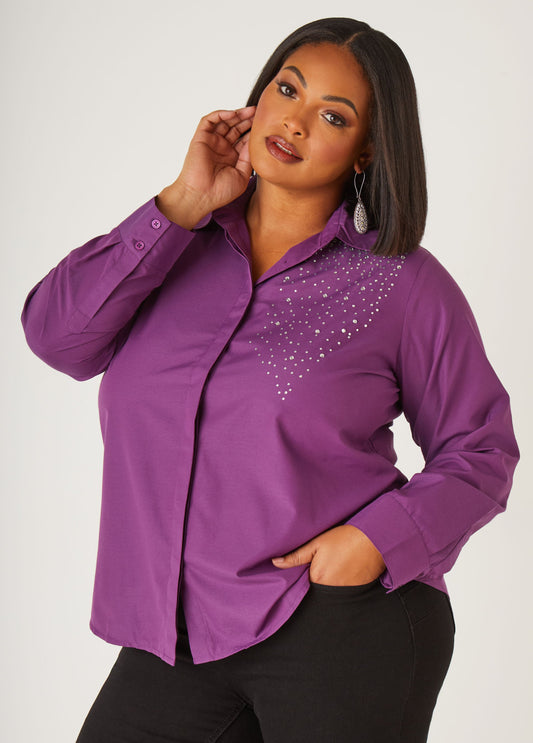 Crystal Embellished Poplin Shirt