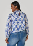 Metallic Leaf Print Blouse