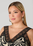 Lace Trimmed Animal Print Cami