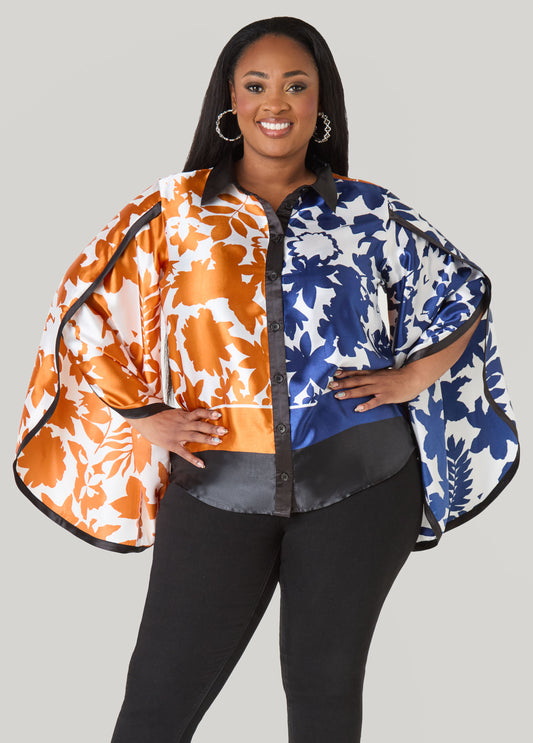 Two Tone Leaf Print Shirt