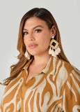 Zebra Print V Neck Shirt