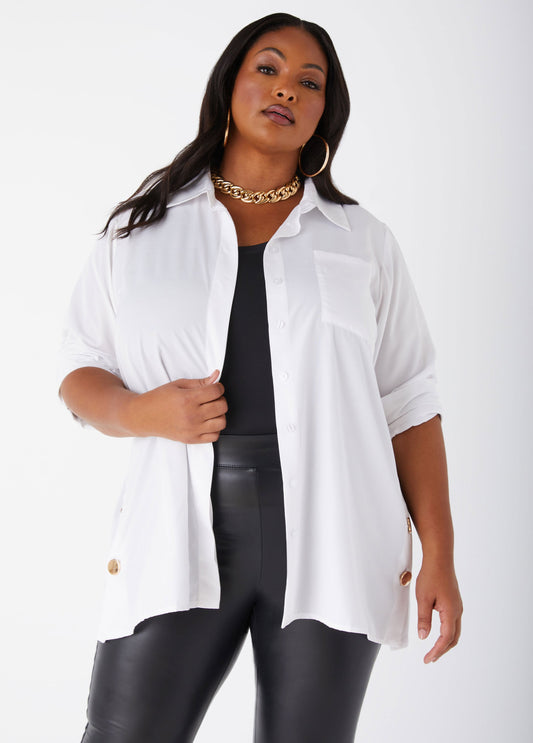 Button Detailed Poplin Shirt