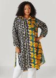 Plus Size Abstract Cotton Duster Shirt