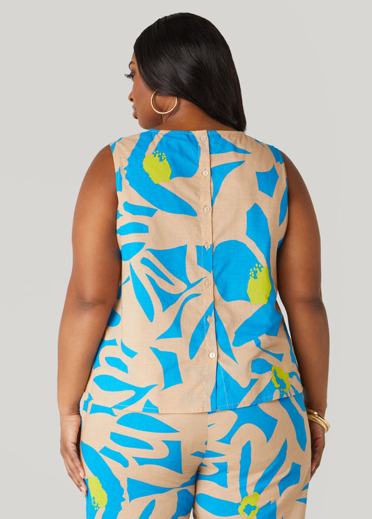 Floral Print Poplin Top