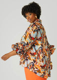 Paisley Print Ruffle Sleeved Shirt
