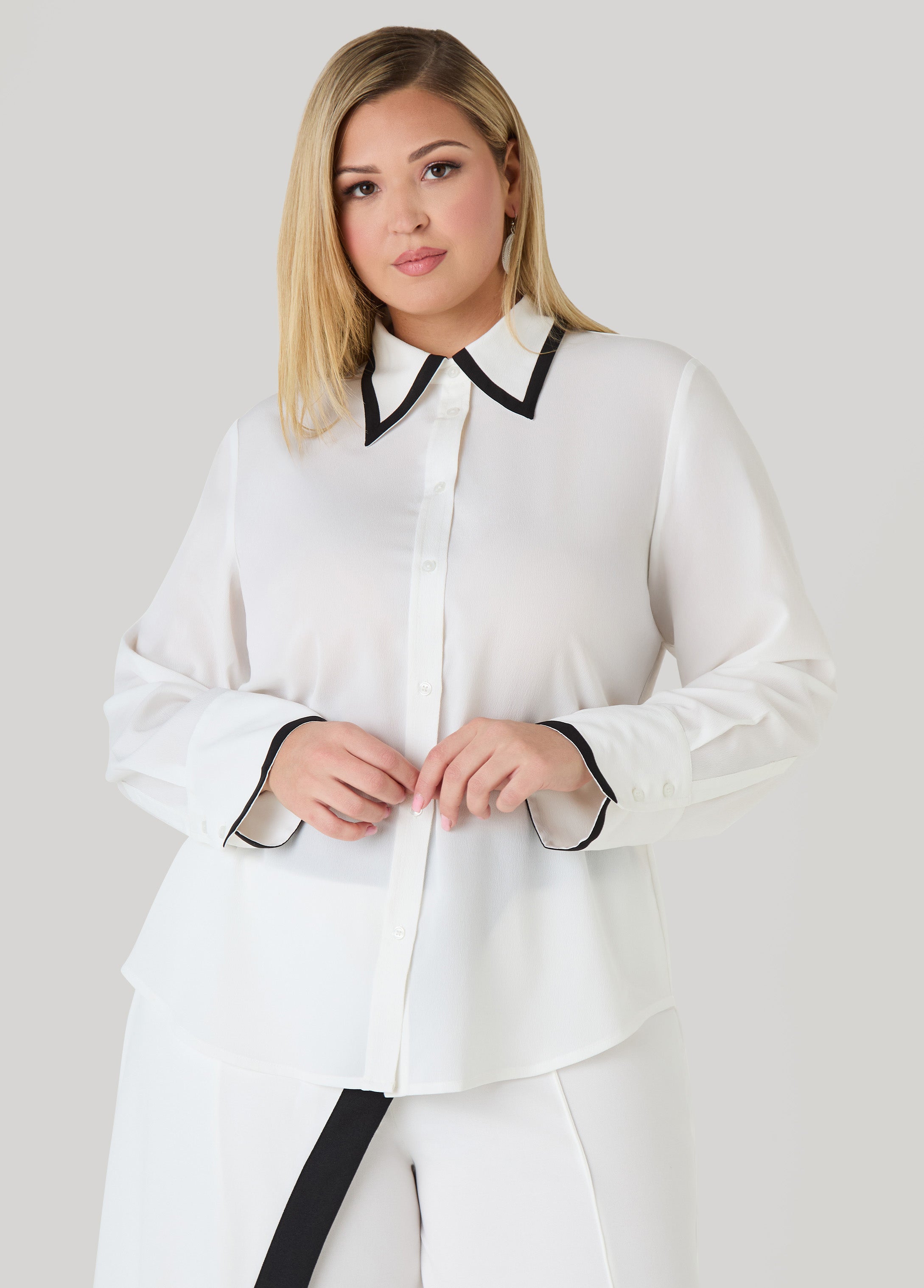 Two Tone Crepe Shirt – Ashley Stewart Two Tone Crepe Shirt – Ashley Stewart