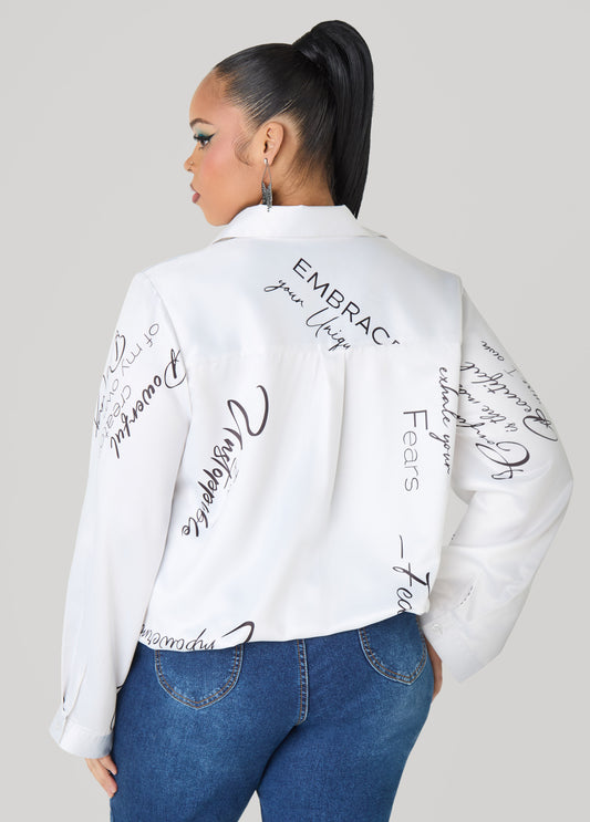 Powerful Print Satin Bubble Shirt