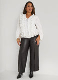 Pleated Ruffle Satin Blouse