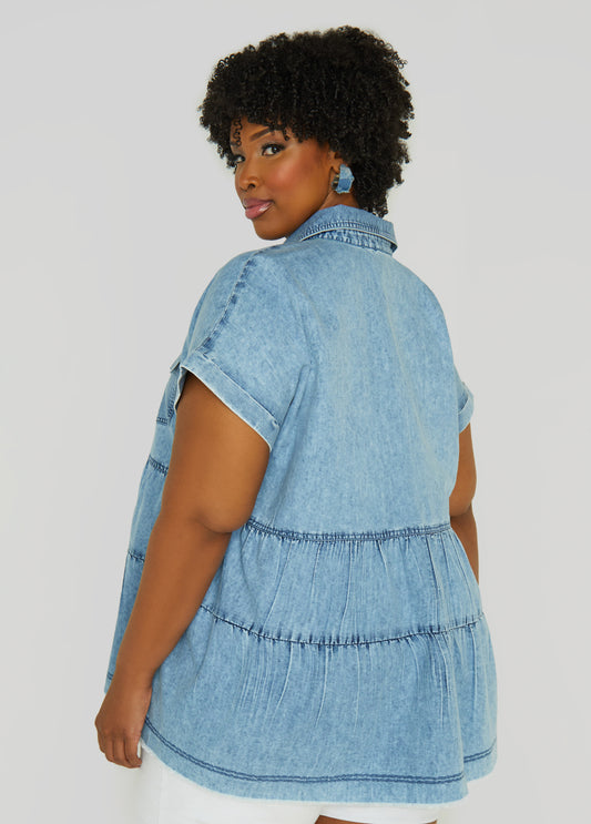 Stonewash Denim Swing Shirt