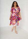 Plus Size Tiered Watercolor Print Duster