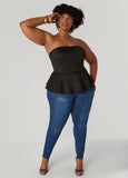Strapless Faux Suede Peplum Top