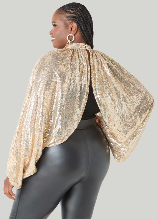 Sequined Mesh Shrug