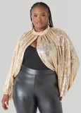 Plus Size Sequined Mesh Shrug