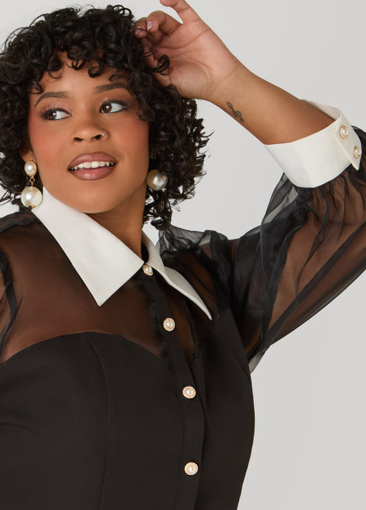 Organza Paneled Corset Shirt