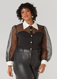 Organza Paneled Corset Shirt