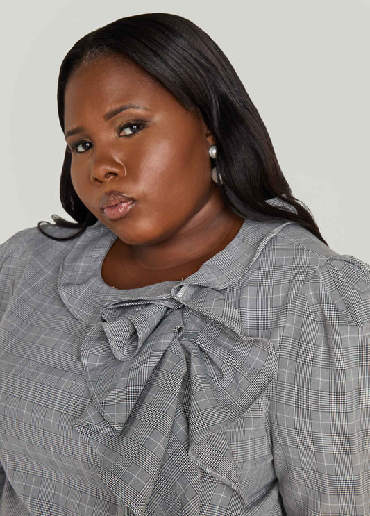 Ruffled Plaid Blouse