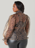 Puff Sleeved Leopard Organza Shirt