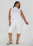 Grommet Embellished Poplin Blouse