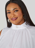 Grommet Embellished Poplin Blouse