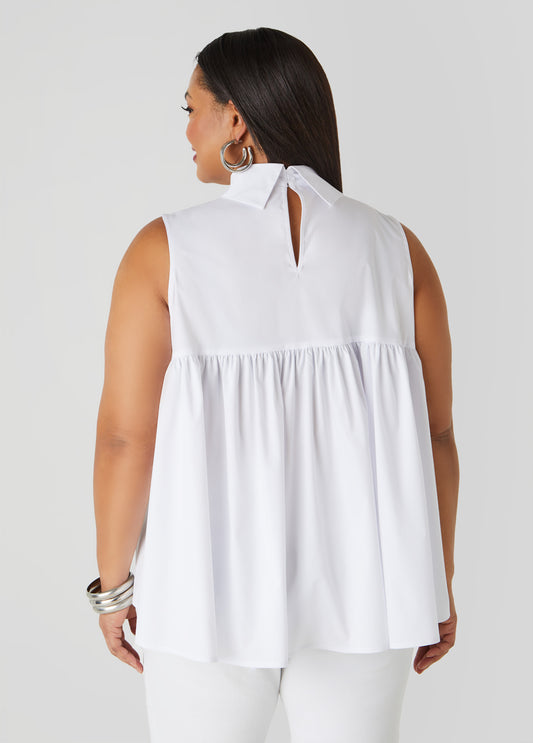 Grommet Embellished Poplin Blouse
