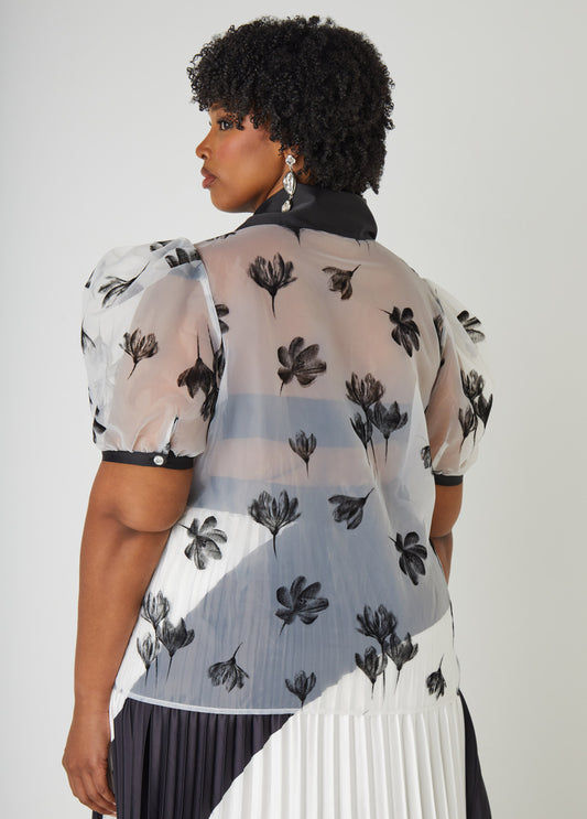 Floral Print Organza Blouse