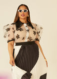 Plus Size floral print blouse plus size sheer top plus summer tops