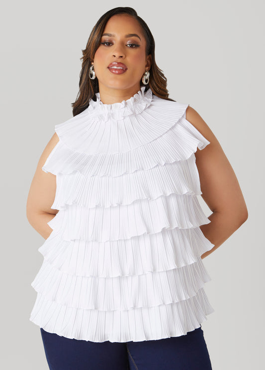 Plus Size Tiered Ruffled Blouse