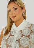 Floral Embroidered Mesh Shirt