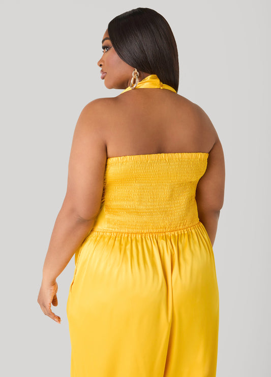 Embellished Satin Halter Top