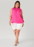 Textured Tie Neck Keyhole Top