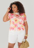 Floral Print Crochet Lace Top