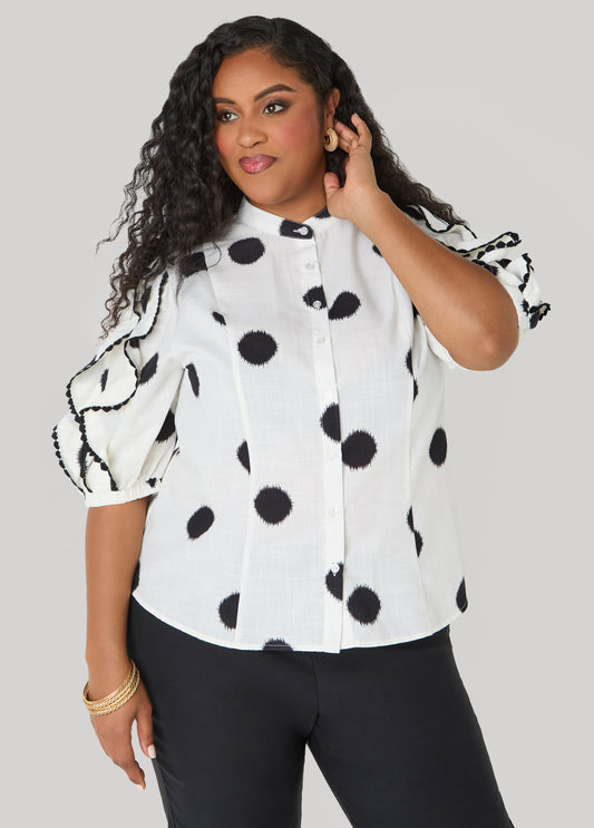Ruffled Polka Dot Shirt