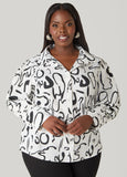 Plus Size Pleated Scribble Shirt