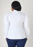 Faux Pearl Puff Sleeved Shirt