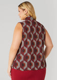 Tie Neck Geo Print Blouse