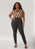 Tie Neck Geo Print Blouse
