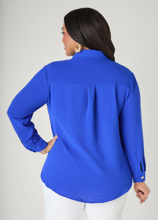 Button Embellished Textured Shirt