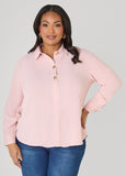 Plus Size Classic Collared Long Sleeved Everyday Shirt