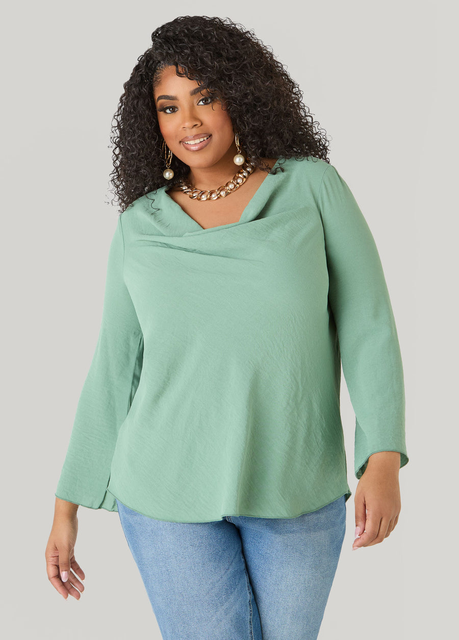 Textured Cowl Neck Blouse