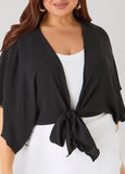 Textured Tie Front Shrug