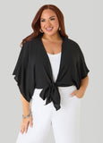 Textured Tie Front Shrug