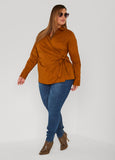 Cotton Blend Wrap Shirt