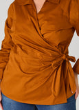 Cotton Blend Wrap Shirt