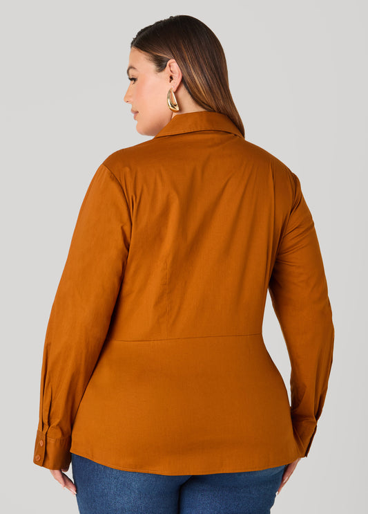 Cotton Blend Wrap Shirt