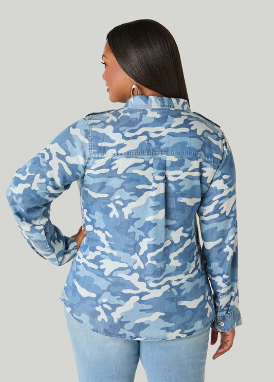 Camo Print Chambray Shirt